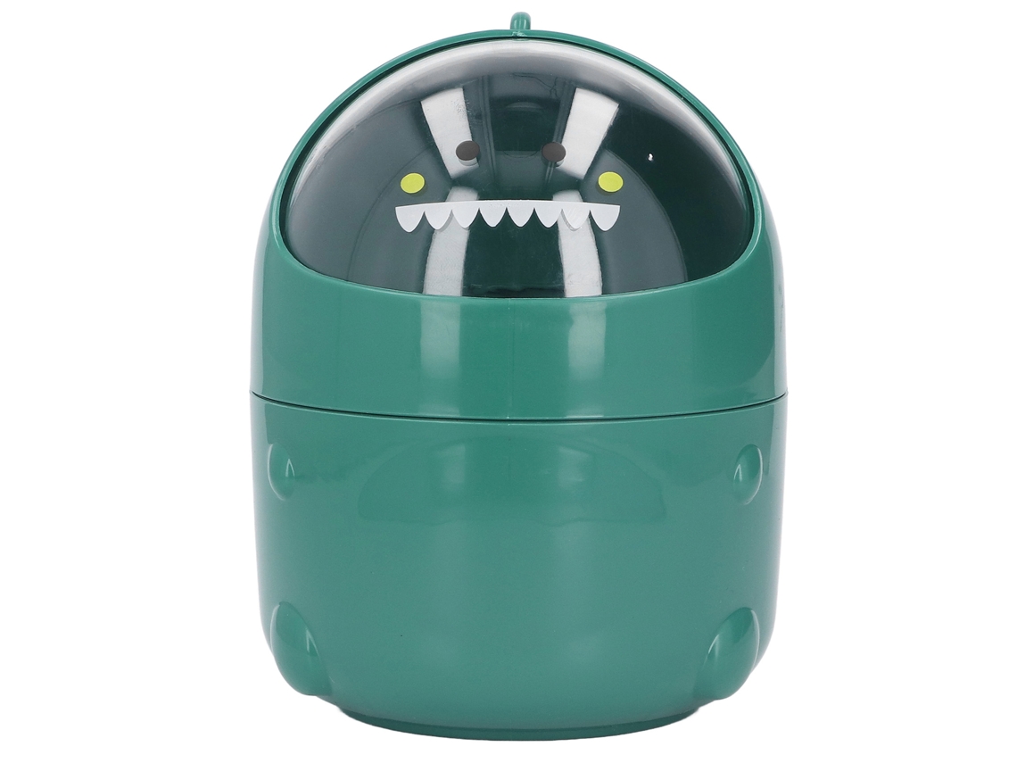 Bote De Lixo De Mesa No Estilo De Dinossauro Bebê Com Boca Grande, Design Desmontável, Base Antiderrapante, Plástico Verde