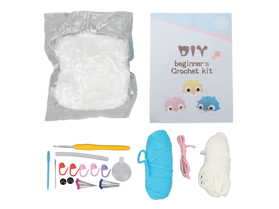 kit de Crochê para Iniciantes com Vídeos e Fio Azul S/MARCA
