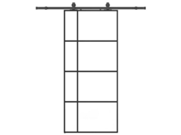 Porta Deslizante com Conj. Ferragens 90x205cm Vidro Esg Preto MAISON EXCLUSIVE