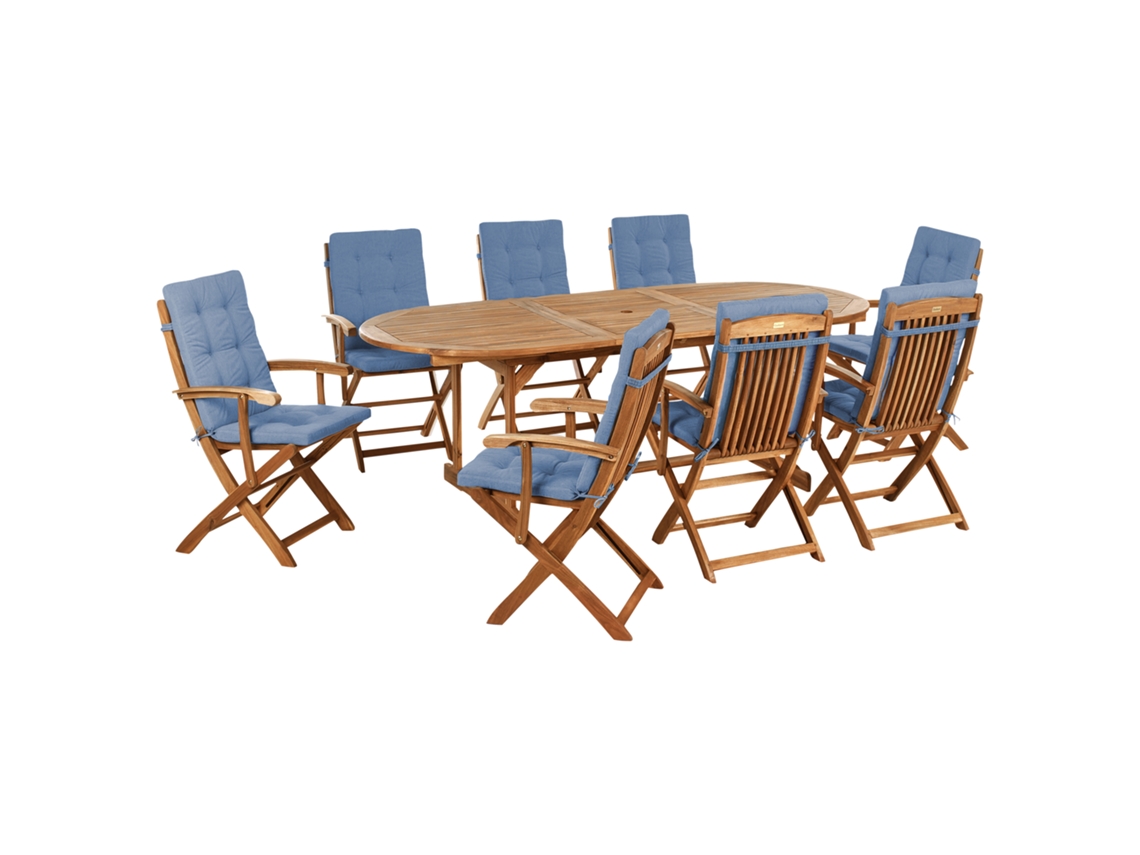 Conjunto De Comedor Exterior Con Sillas Beliani Maui Premium De Madera De Acacia Marrón 220x100x74