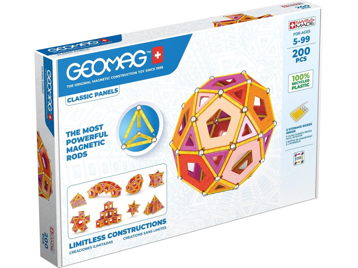 Geomag Classic Gm474 Brinquedo de Íman de Neodímio 200 Unidades Multi Cor