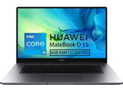Portátil HUAWEI MateBook D15 BohrD-WDH9D (15.6'' - Intel Core i5-1135G7 - RAM: 8 GB - 512 GB SSD PCIe - Intel Iris Xe Graphics)
