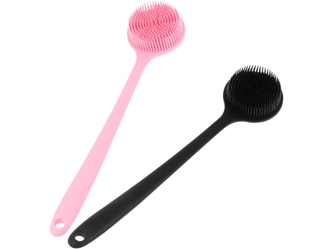 Escova De Silicone Para Banho Ukcoco, 2 Peças, Cabo Longo, Esfoliante Para O Corpo