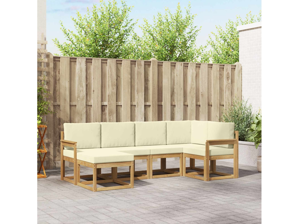 Vidaxl Conjunto De Sofás Para Exterior 6 Unid. Branco E Creme