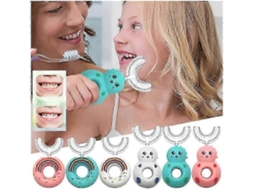 Escova de Dentes Infantil em Formato U para Crianças 2 a 6 Anos Clareadora com Massagem e Cabeça D Silicone Macia. GOKOCO