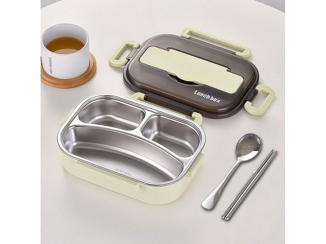 2026 bandeja Bento para Crianças e Adultos com Aço Inoxidável, Isolamento Térmico, 3 Compartimentos, 1000/1300ml, Verde