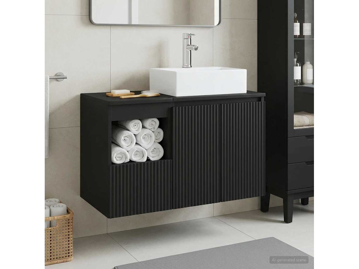 Vidaxl Conjunto De Móveis Para Banheiro 2 Unid. Preto
