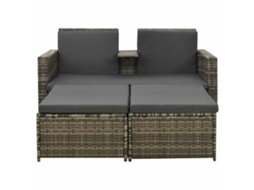 Conjunto de 3 Pcs Lounge de Jardim com Almofadões Vime Pe Cinzento MAISON EXCLUSIVE