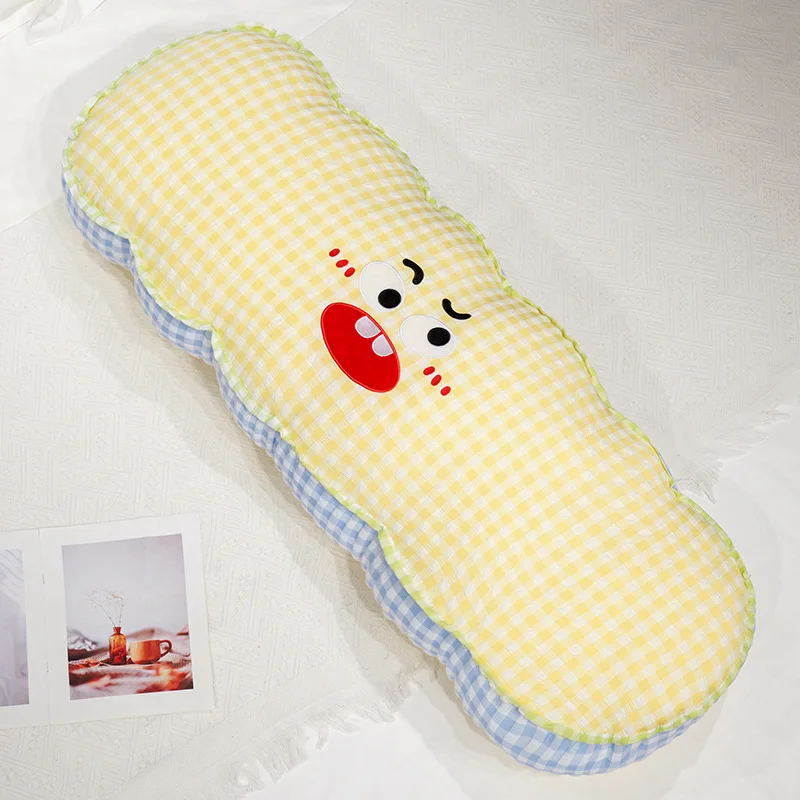 Almofada/travesseiro Longo para Adultos com Listras Onduladas MDUG (amarelo, 90cm)