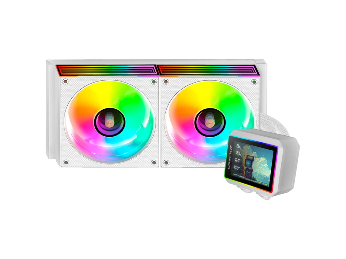 Refrigeração Líquida Mars Gaming Ml Visionii240 Aio 500w Tdp Bomba 4ª Gen 2x Ventiladores Branco