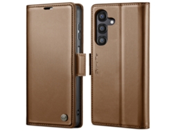 Capa Para Samsung Galaxy A14 4g Borboleta Fivela Litchi Textura De Telefone De Couro Rfid Antirroubo Marrom