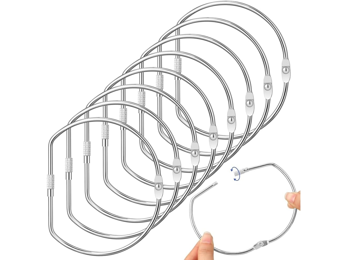 Pasta Grande Em Formato De D De 10 Cm (4 Polegadas), Revestida Em Aço, Com 8 Argolas Para Folhas