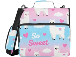 Massa 3 Argolas Blush Llama So Sweet Pastel com tira de tâmaras, inclui saco com fecho de correr, organizador para estudantes