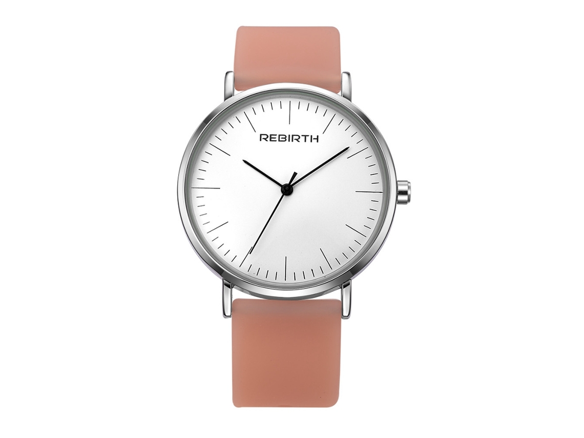 Relógio de Pulso Feminino de Quartzo com Pulseira de Silicone Mostrador Redondo Café Claro