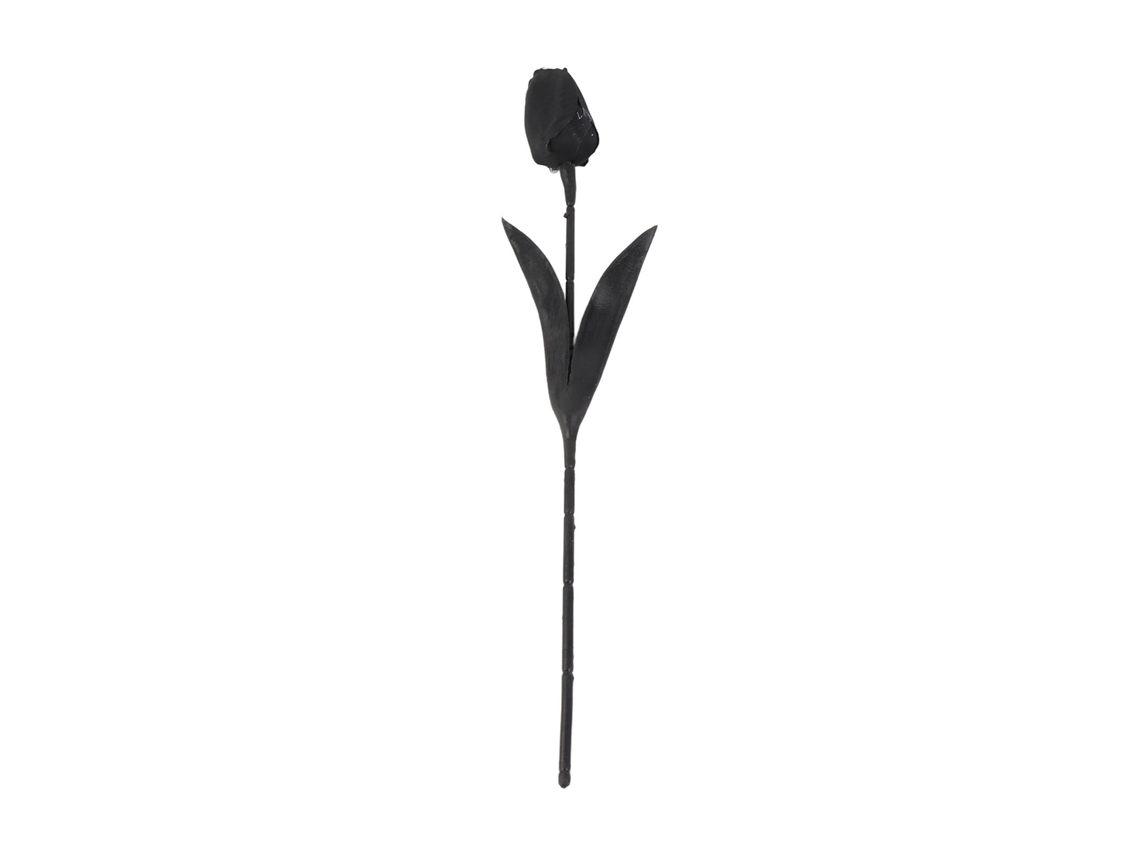 Tulipas falsas de seda preta com arame de ferro para decoração de casamento e casa 13 polegadas