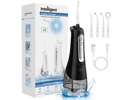 Irrigador oral elétrico de longa duração e limpeza profunda, com 4 modos, Baykar QTL9, preto