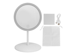 Espelho de Maquiagem Led Plegável com Controle por Toque, USB, Portátil de Mesa