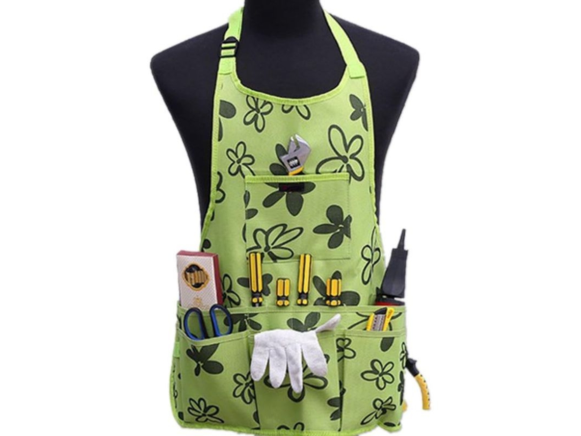 2026 delantal de Jardim de Tela Oxford Impermeável Resistente Multifuncional com Bolsos para Mulheres e Homens Verde