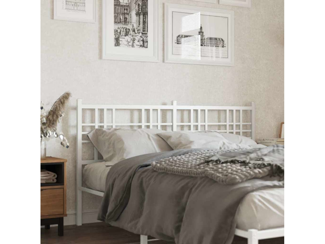 Vidaxl Cabeceira De Substituição 160 Cm Metal Branco