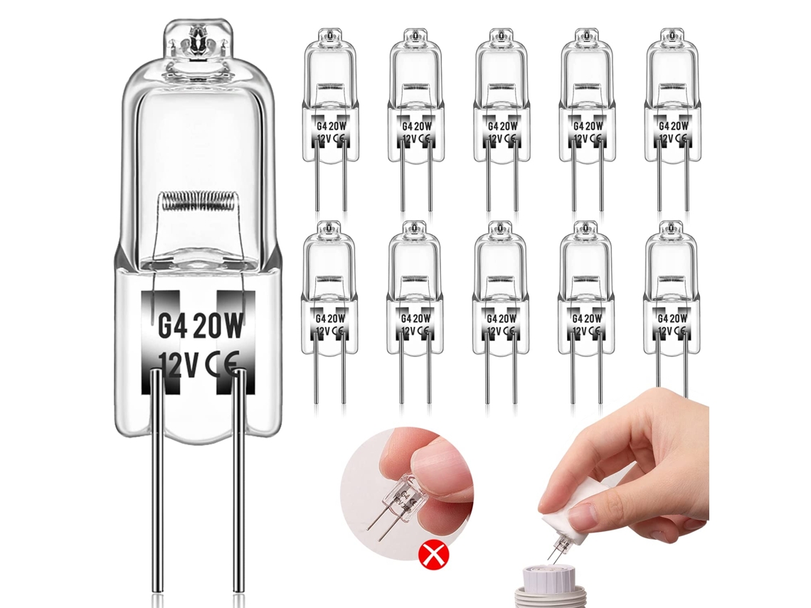 Lâmpada Halógena G4 12v 20w 2800k ,luz Branca Quente,regulável,para Lustres De Cristal Btforus (10 Peças)