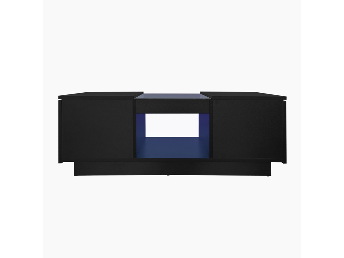 Mesa De Centro Com Led 2 Gavetas E 1 Compartimento Aberto Preto Mobrio