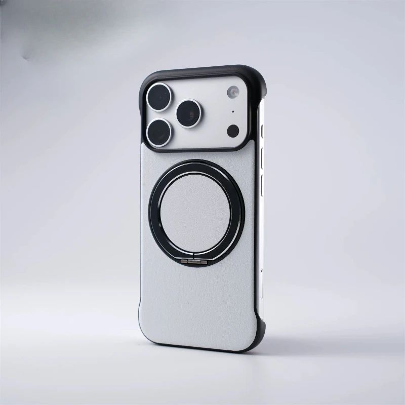 (preto Q11) Capa Magnética Para Celular Com Suporte De Anel Em Textura De Couro