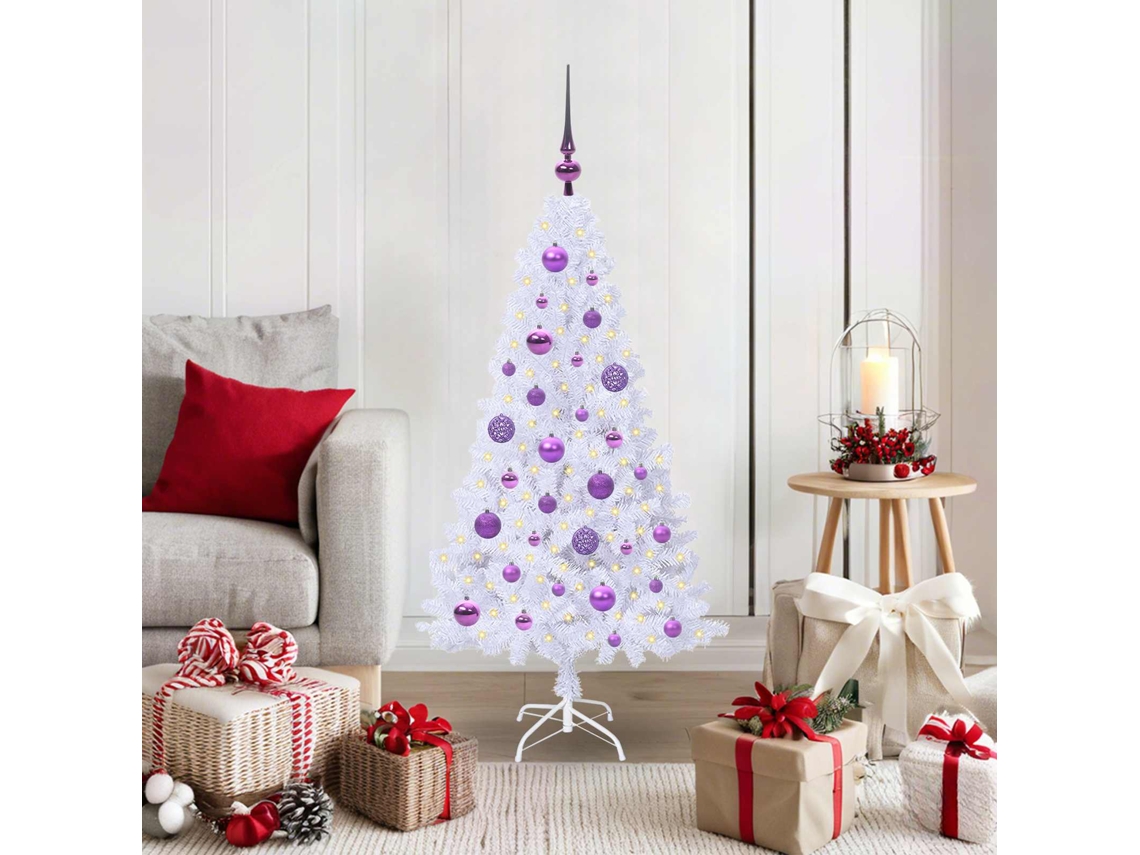 Vidaxl Árvore De Natal Artificial Branco 120 Cm Pvc E Aço