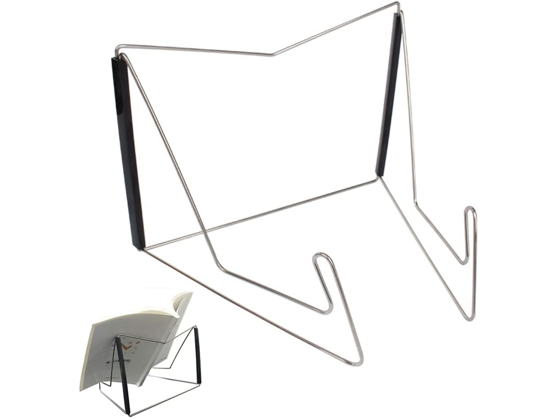 Suporte de metal ajustável e dobrável para livros Slowmoose