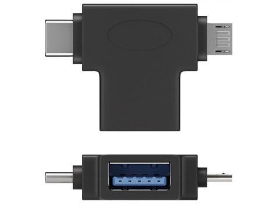 Adaptador Otg, Usb a para Usb c + Micro Usb b, Tipo M t, Preto, 55554 AOZORZ