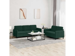 Vidaxl 2 Pcs Conjunto De Sofás Veludo Verde-escuro