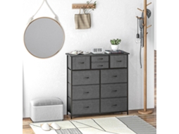 Gaveteiro, Móvel De Apoio Com Gavetas Tecido, 10 Compartimentos, Estrutura Metal, 100x30x100cm, Preto