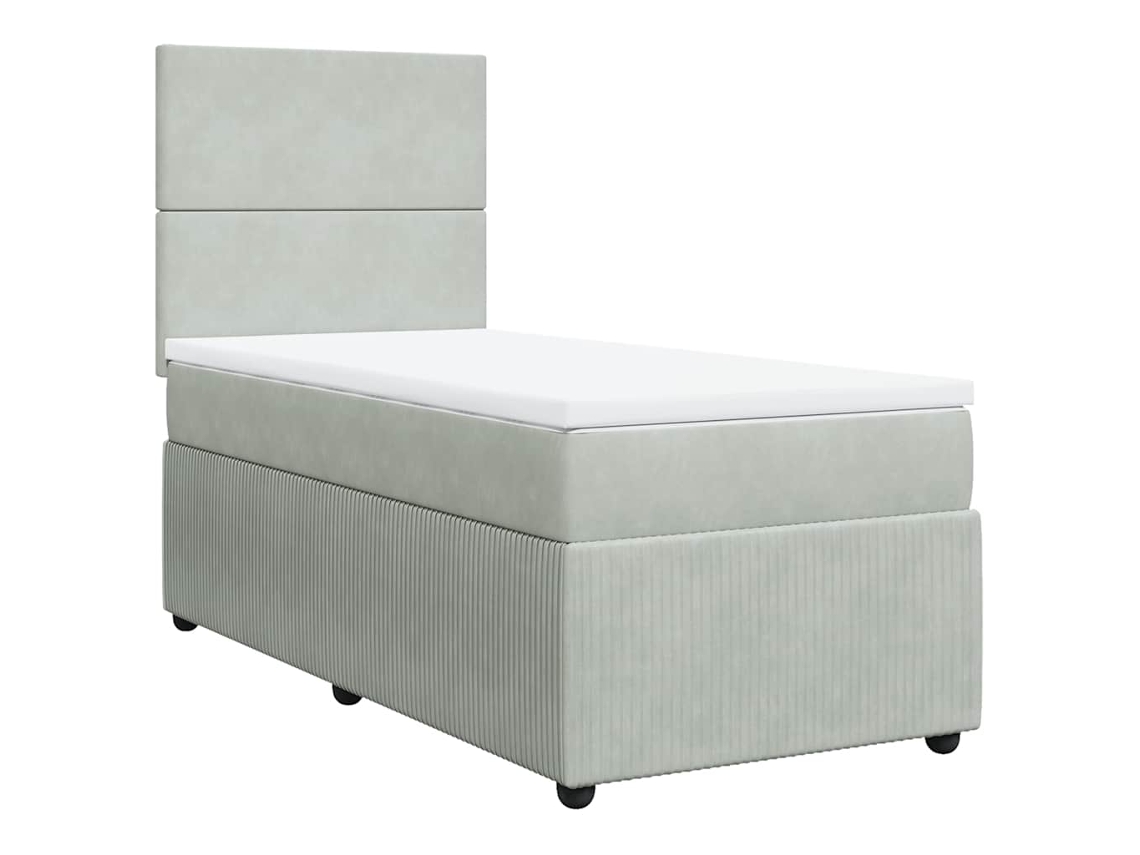 Cama com Molas/colchão 90x190 Cm Veludo Cinza claro MAISON EXCLUSIVE