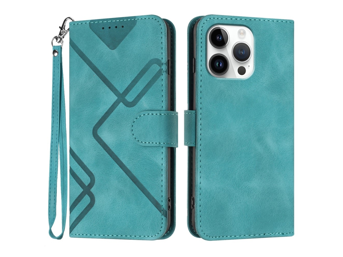 Capa Em Couro Pu, Para Apple Iphone 16 Pro Max - Azul Bebé