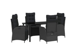 Maison Exclusive - Conjunto De Jantar Para Jardim Com Almofada 5 Pcs Preto Vime Pe