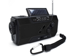 Rádio Solar, Am/fm com Manivela e Meteorológico com Bateria Externa Portátil de 2000mah, Preto AQUAFORGE