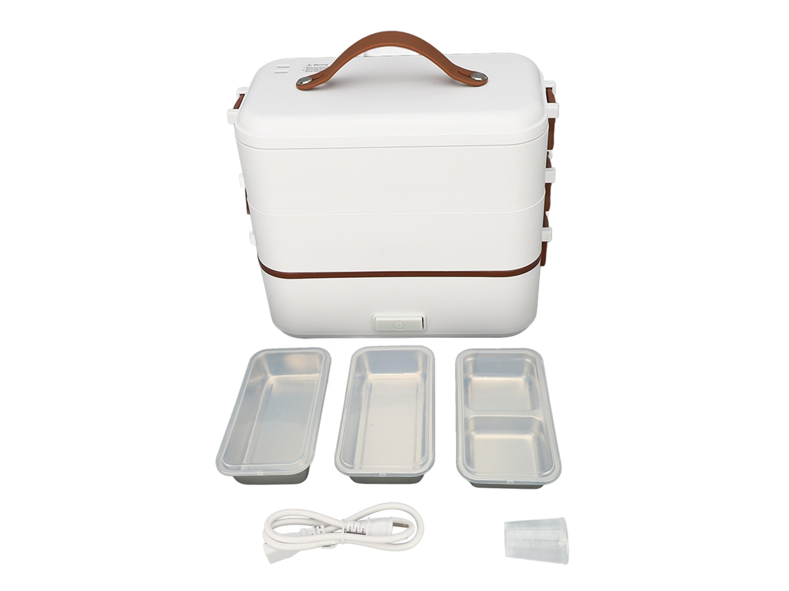 Caixa de almoço elétrica 3 camadas 1,2l inox 304 portátil | S/MARCA