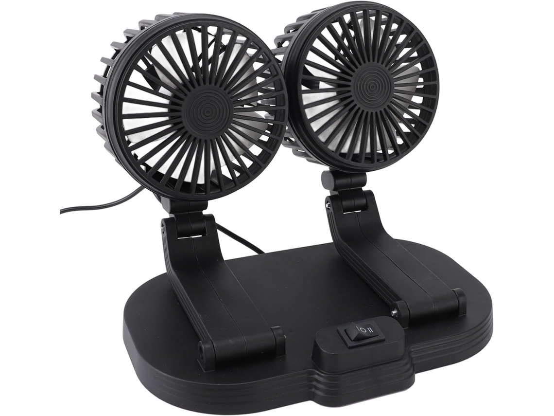 Ventilador De Circulação Ar Duplo Gonetre Para Carro, Alimentado Por Usb, Com Rotação De 360 Graus, Para Veículos Preto