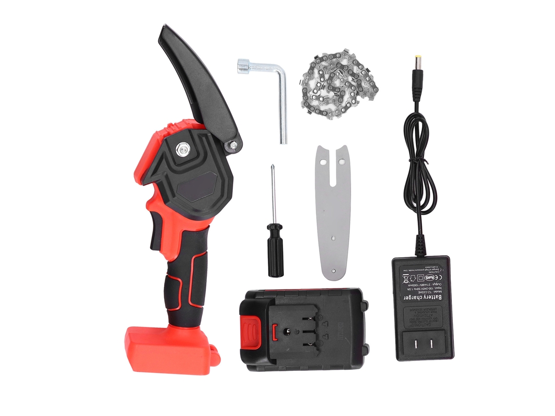 Primerox motosserra elétrica sem fio 4 polegadas 21v 2000mah para poda e corte de madeira
