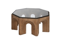 Mesa de Centro de Vidro Esprit Home Madeira de Abeto 99 x 99 x 46 cm