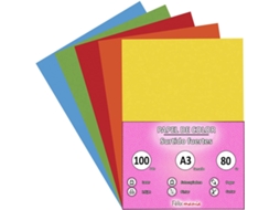 Papel A3 80Gr Grande Variedade 100 Folhas