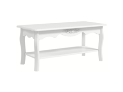 Mesa De Centro Com Ampla Prateleira Inferior De Madeira. 94x44x43cm. Branca.