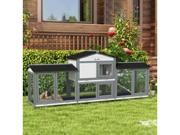Pequeno Abrigo para Animais com Área Externa, Rampa, Telhado Asfáltico, Madeira de Pinho (Cinza)