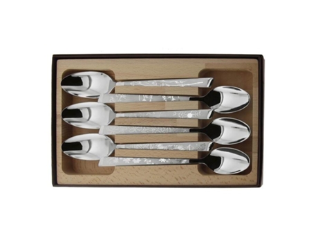 Conjunto de 6 Colheres de Mesa Decorativas em Aço Inoxidável Natura ROGER ORFÈVRE