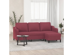 Vidaxl Sofá De 3 Lugares Com Apoio De Pés 180 Cm Tecido Vermelho Tinto