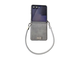 Capa Para Celular Em Couro De Cordeiro Estilo Placa De Identificação, Com Fivela Lateral E Alça Para Samsung Galaxy Z Flip7 5g.