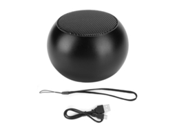 Caixa de Som Bluetooth Hi-Fi Portátil, Alumínio Preto, Design Compacto, Som Nítido CHABERLU
