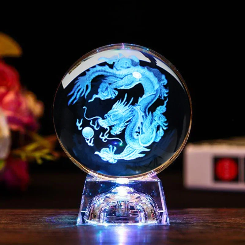 Bola de Cristal Led, Bola de Vidro 3d, Decoração para Casa, Enfeite para Presente de Dia Dos Namorados. MDUG