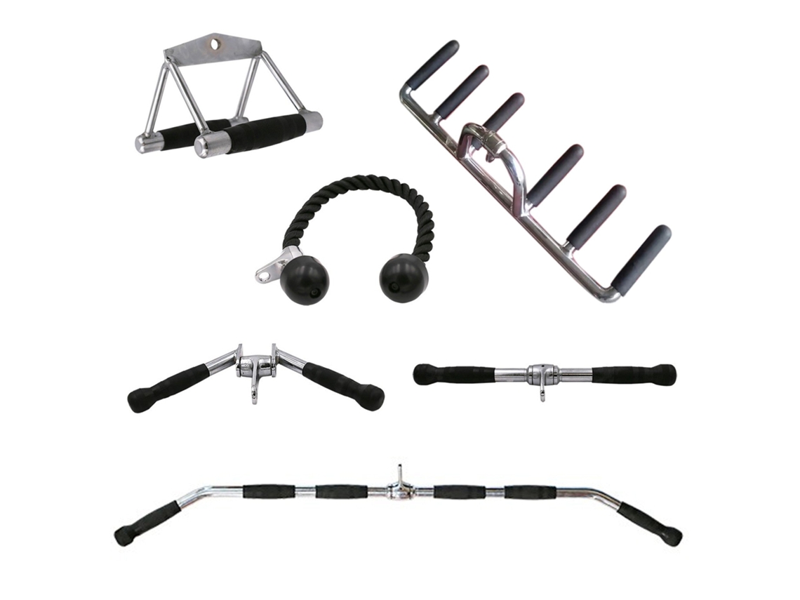 Deportium Conjunto 6 Peças De Acessórios Para Máquina De Musculação Aço Cromado