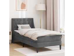 Vidaxl Estrutura De Cama Com Colchão Cinza Escuro 80 X 200 Cm Veludo