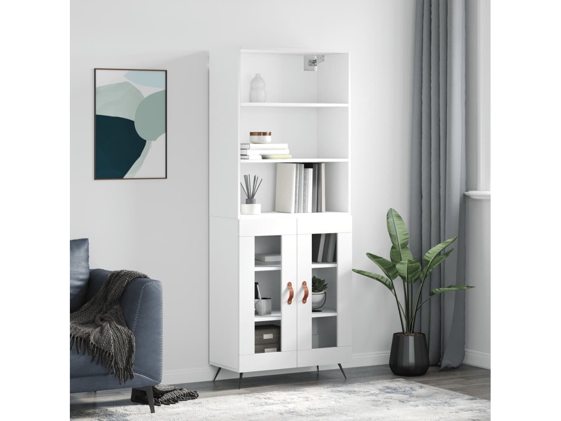 Vidaxl Armário Alto 69,5x34x180 Cm Derivados De Madeira Branco